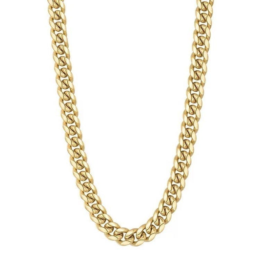 Add some boldness to your wardrobe with the Mob Wife Chunky Necklace. This 18k gold-plated necklace is perfect for stacking or wearing solo. Its 18 inch size and hypoallergenic, tarnish resistant material make it a versatile and durable statement piece.